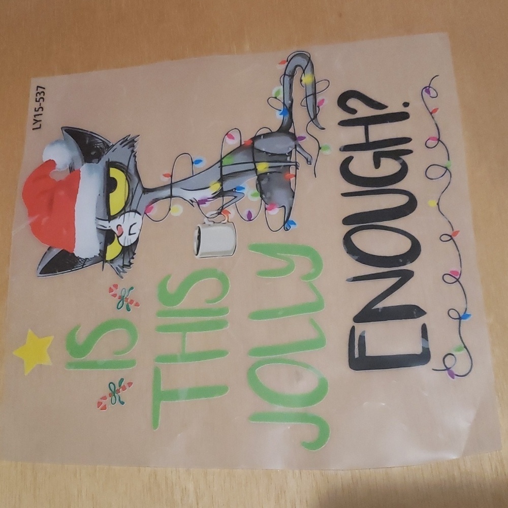 DIY Christmas Iron-On Heat Transfer Sticker - Festive Cat, Hat & Tree Designs